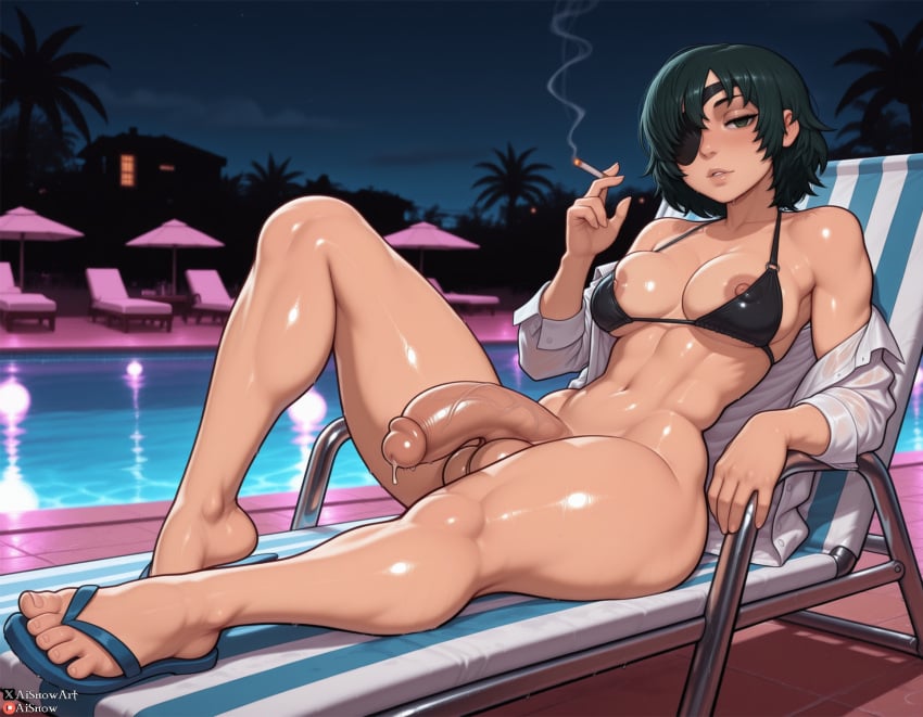 1futa abs ai_generated aisnow balls barefoot bikini breasts chainsaw_man cigarette curvy curvy_figure feet fit futa_only futadom futanari green_eyes green_hair himeno_(chainsaw_man) huge_breasts huge_cock intersex legs looking_at_viewer mature mature_futa muscular nipples penis pent_up pool poolside posing precum precum_drip slim_waist solo solo_focus summer sweat sweatdrop sweating thighs toes underboob veins veiny_penis wet wet_body