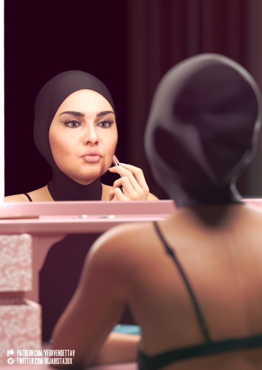 3d 3dx arabian aunt blender bonnet bra daz_studio dressing eyelashes eyeliner female hijab hijabista lingerie lipstick makeup milf muslim naughty oriental preparation realistic routine solo vforvendettav