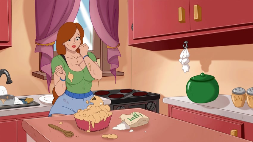 animated apron big_ass big_breasts brown_hair discreenvision erica_(discreenvision) game_cg inusen milf milf_boom red_hair tagme