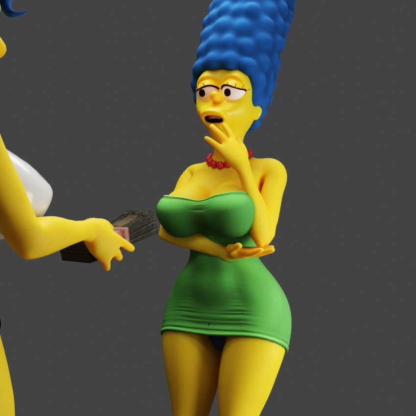 belly_bulge blender boobs clothing dress female heperson marge_simpson milf miniskirt prostitution skirt slut the_simpsons thick tight_clothing voluptuous