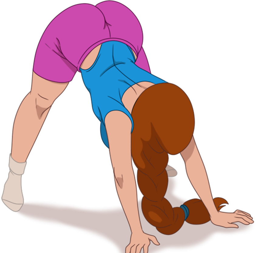 big_ass big_breasts brown_hair discreenvision game_cg gym inusen milf_boom tagme yoga_pants