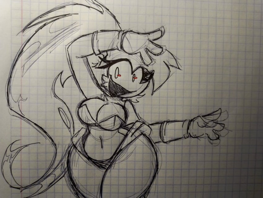 1girls anthro big_breasts big_hips breasts female female_anthro female_only hips long_hair looking_at_viewer needlemouse_(character) needlemouse_(series) open_mouth ponytail red_sclera sarah_henderson_(needlemouse) shantae_needlemouse smile smiling smiling_at_viewer springhell uncolored