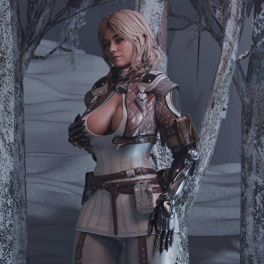 1female 1girls ass big_ass big_breasts blonde_hair blue_eyes breast_grab breasts breasts_out female female_only grabbing_own_breast jacket looking_at_viewer solo solo_female the_first_descendant thick thick_ass thick_thighs thighs viessa_morfiel voluptuous voluptuous_female wide_hips zen_art