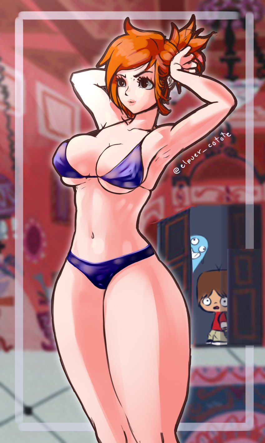 1girls bikini cartoon_network elpuer_cotote female foster's_home_for_imaginary_friends frankie_foster gradient_hair huge_breasts orange_hair perfect_body sideboob thick_thighs