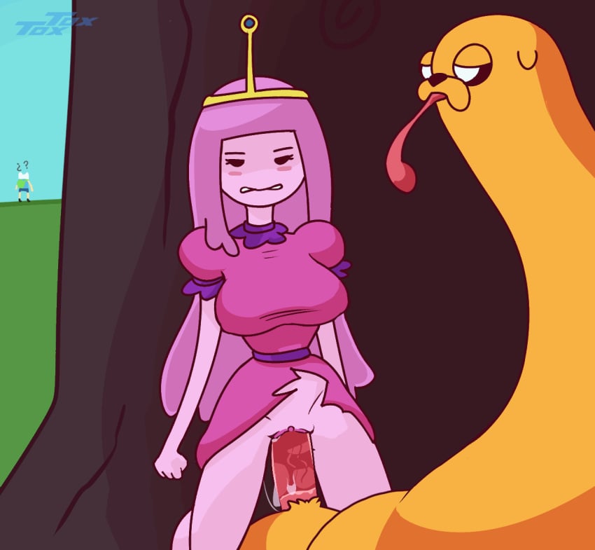 adventure_time animated bouncing_breasts cаrtoon female jake_the_dog male/female pink_body pink_hair pink_skin princess_bubblegum pussy sex sеxy tox_tox vaginal_penetration zoophilia