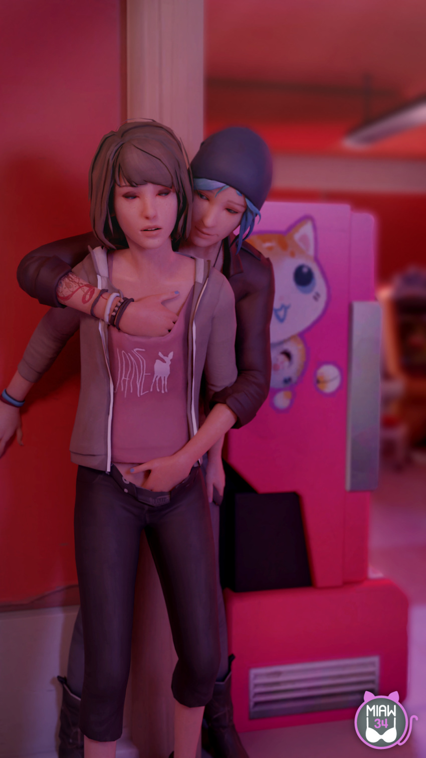 3d blender chloe_price female fingering groping groping_from_behind hand_in_pants hand_under_shirt implied_fingering life_is_strange max_caulfield miaw34 pricefield yuri