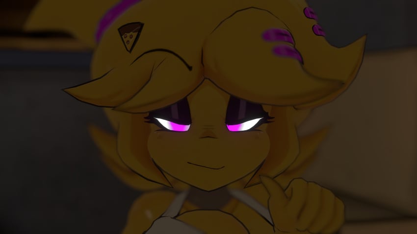 chicken_girl chiku chiku_(cryptia) chiku_(cryptiacurves) fazclaire's fazclaire's_nightclub five_nights_at_freddy's fredina's_nightclub meme meme_reference not_ai_generated pink_eyes pose solo vrchat yellow_fur