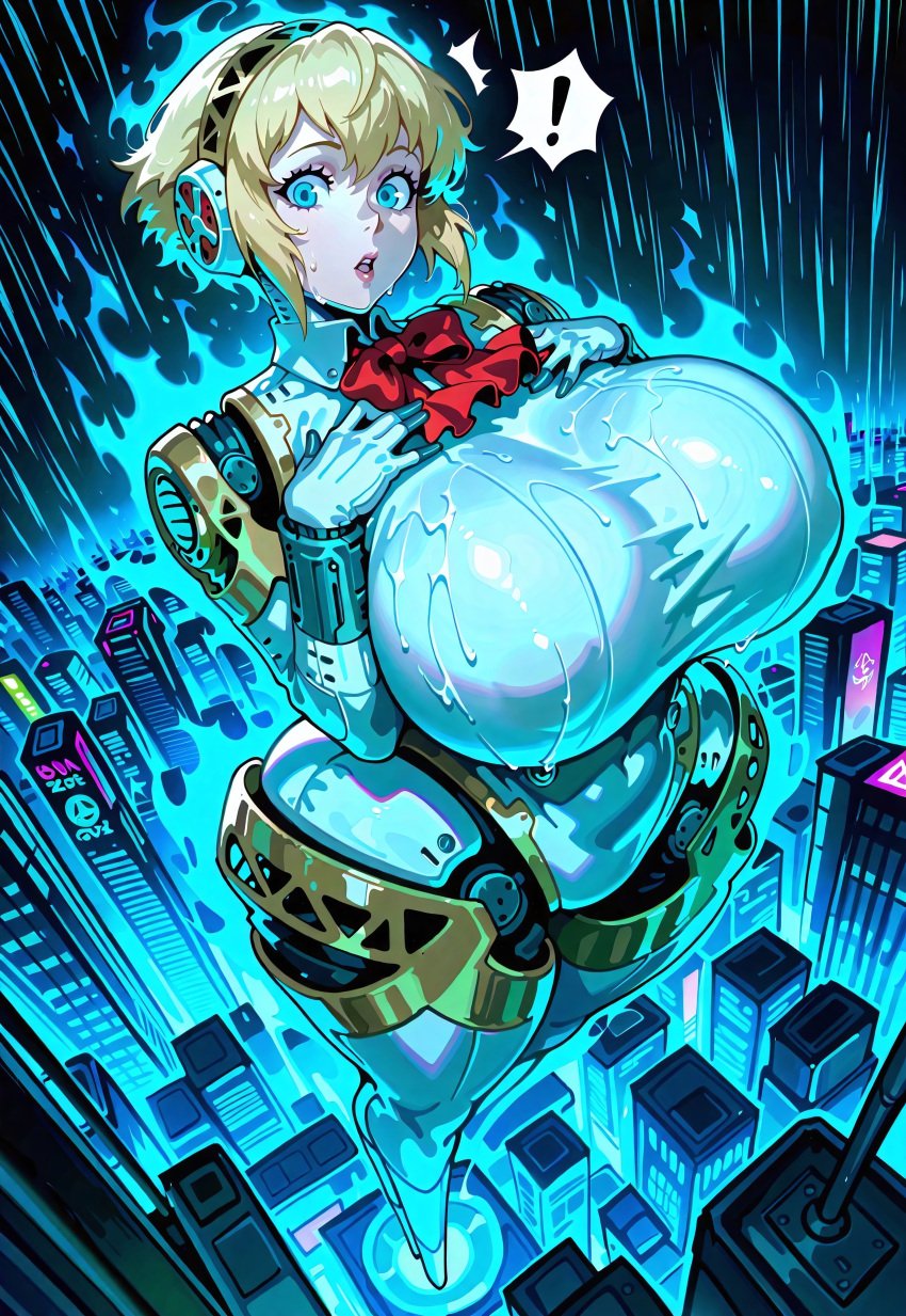 absurd_res absurdres aegis_(persona) ai_assisted ai_generated aigis_(persona) armband big_breasts blonde_female blonde_hair blonde_hair_female blue_eyes casting_spell city cityscape civitai collar giant_woman giantess glowing_eyes grabbing_own_breast hands_on_breasts headband headwear high hourglass_figure huge_breasts humanoid_robot looking_at_viewer magic megami_tensei neon neon_lights nsfw persona persona_3 purple ribbon robot robot_girl shin_megami_tensei short_hair tall_female thick_thighs tinted_eyewear trim video_game_character video_games wide_hips