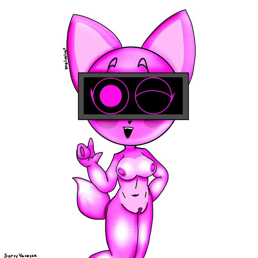 1girls animal_ears animal_nipples animal_nose animal_only animal_pussy animal_tail belly_button breasts eyebrows eyelashes female female_only fingers fox fox_ears fox_girl fox_tail hand_on_butt happy headset humanoid incredibox_mod no_bra no_panties no_sex peace_sign photoshop pink_body pink_eyes pink_fox pink_fur pink_hair pink_nipples pink_skin pussy real tail virtual_reality virtualgirl vr vr_headset vurr_(abgerny) watermark white_background