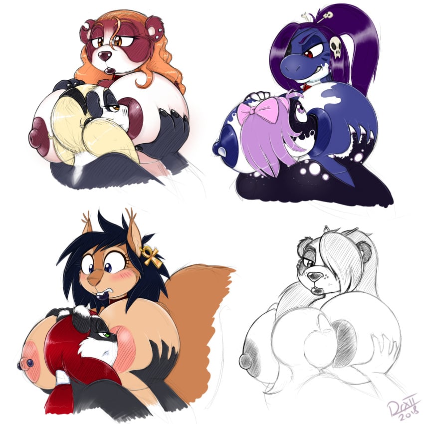 2018 accessory ailurid alexia_(drxii) ankh anthro areola badger bahm-bu bear beejay_bearkowitz big_breasts birdo black_body black_fur blue_body bow_(feature) bow_accessory bow_ribbon breast_play breast_suck breastfeeding breasts digital_media_(artwork) drxii duo ear_piercing elisa_(teer) eyelashes female female/female fur giant_panda gynomorph gynomorph/female hair hair_accessory hair_ribbon hairbow hi_res huge_breasts intersex intersex/female jewelry katherine_(drxii) lips mammal mario_bros mustelid musteline nintendo nipple_piercing nipples non-mammal_breasts non-mammal_nipples nude nushi piercing red_hair red_panda reptile ribbons rodent scalie sciurid shi-niss sif_(drxii) simple_background smile sucking tree_squirrel ursine white_body white_fur