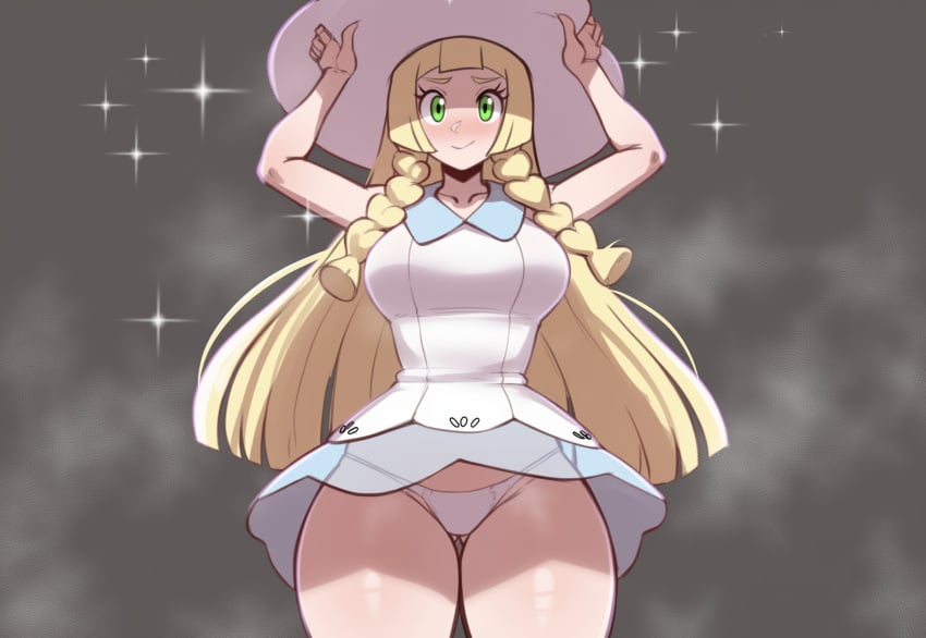 ai_generated alternate_breast_size blonde_hair female large_breasts lillie_(pokemon) mullon novelai pokemon pokemon_sm thick_thighs thighs