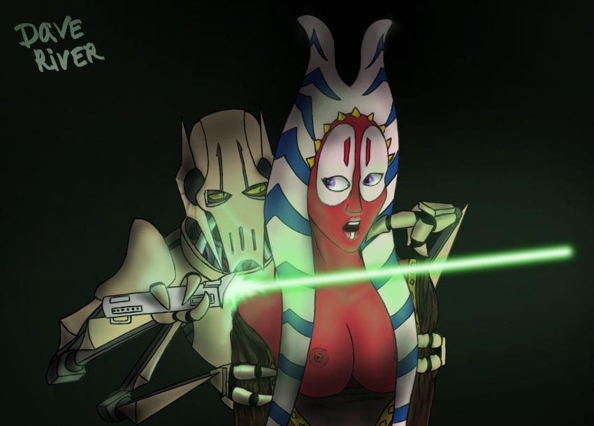 1boy 1girls areolae breasts breasts_focus captured captured_female captured_girl captured_heroine dark_side dave_river female female_focus general_grievous green_lightsaber heroine heroine_in_trouble jedi_master kaleesh light_side lightsaber lucasfilm male male/female nipples open_mouth revenge_of_the_sith shaak_ti star_wars togruta villain villain/heroine villain_on_hero villain_on_heroine