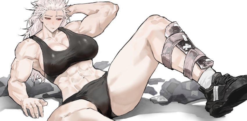 abs ass big_ass big_breasts big_breasts big_breasts breasts breasts breasts clothed clothes clothing curvaceous curvaceous_body curvaceous_female curvaceous_figure curvaceous_hips curvy curvy_body curvy_female curvy_figure curvy_hips dorohedoro fat_ass female female_focus injured muscular muscular_female noi_(dorohedoro) ongjolpark sports_bra sportswear thick_ass thick_thighs thighs thight_clothing white_hair