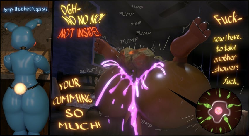 3d big_ass cum_inside gilf gilf_toy_chica plushtrap_(fnaf) purple_cum rckke toy_bonnie_(fnaf) toy_chica_(fnaf) x-ray