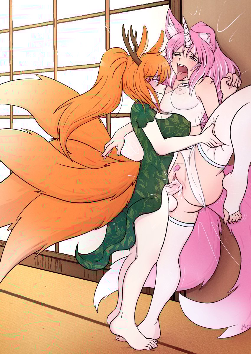 against_wall futa_on_female futanari grandmother_and_granddaughter incest karin_nishikinomiya maxygrrr rosemary_nevitt vaginal_penetration