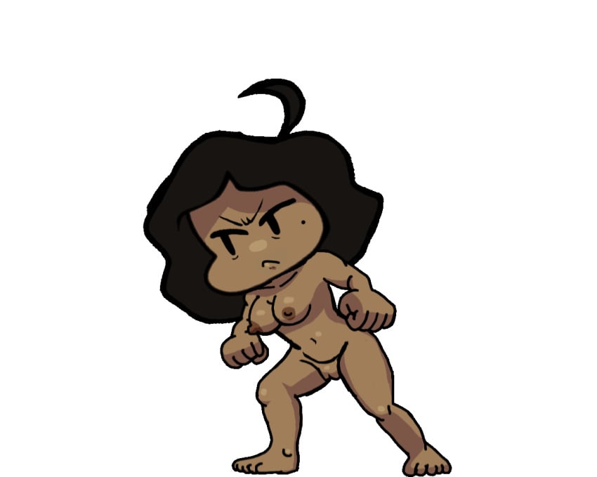 angry_expression animated barefoot belly_button black_hair completely_nude dark-skinned_female dark_skin friday_night_funkin friday_night_funkin_mod nipples perfect_pussy pussy shaved_crotch shaved_pussy shiny_skin sunday_(bbpanzu) sunday_vs_hypno wip work_in_progress