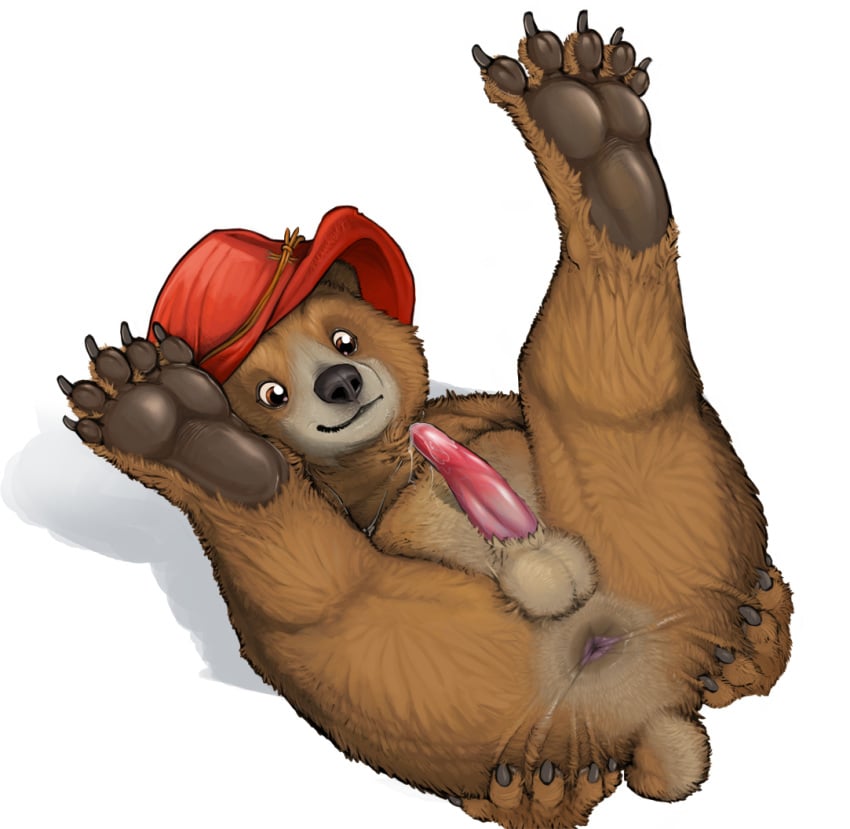 anus asshole balls bear furry hat legs_up nude paddington_bear penis smiling solo tail