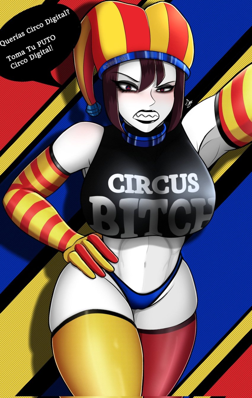 big_breasts black_lipstick evil_pomni jester k930247344 pale-skinned_female the_amazing_digital_circus