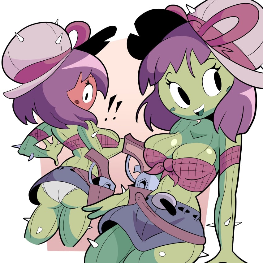 big_ass big_breasts big_butt big_thighs big_titties cactus cactus_girl cactus_humanoid clothing cowgirl curvaceous curvaceous_female curvaceous_figure curvy curvy_figure curvy_hips female female_focus female_only green_skin loggofrog original original_character panties purple_hair short_hair underwear white_panties