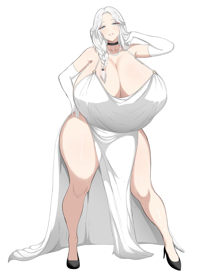 1girls big_breasts big_thighs breasts busty curvy dress female female_only giant_breasts gigantic_breasts high_heels huge_breasts huge_thighs large_breasts large_thighs ma_dao massive_breasts original original_character thick_thighs thighs voluptuous white_dress
