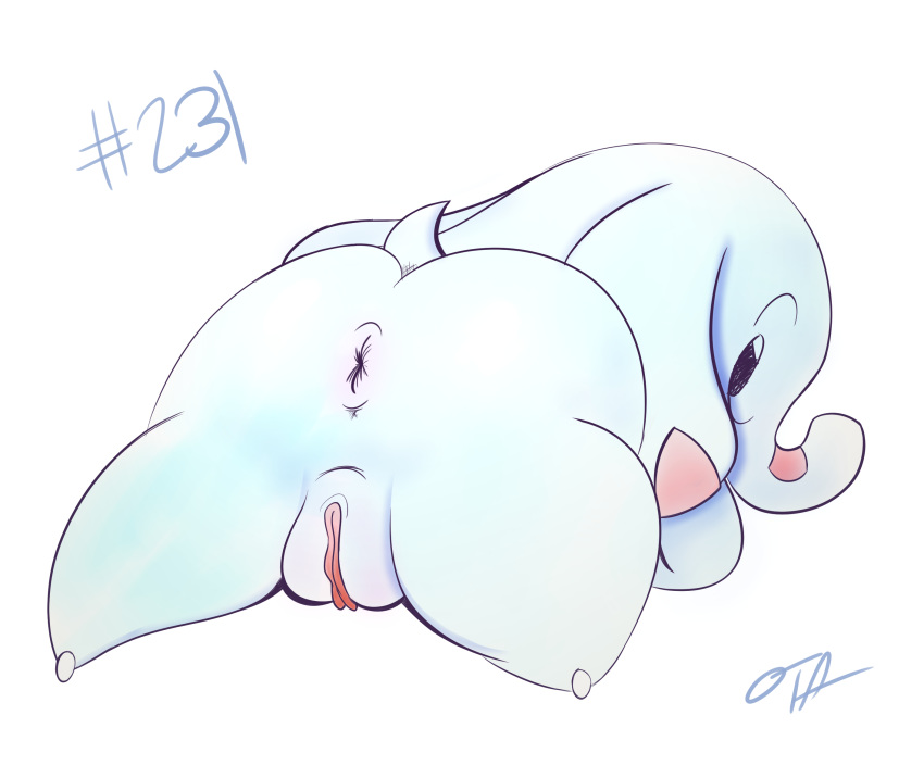 anus ass big_butt elephant female feral hi_res mammal nintendo ota_(artist) phanpy pokémon_(species) pokemon pussy solo video_games