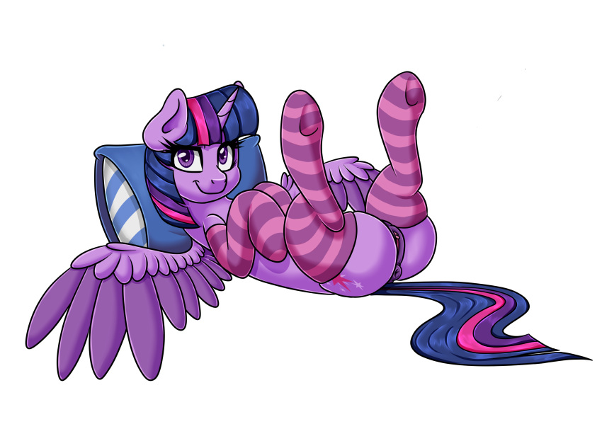 alicorn anus ass blues4th clothing equine friendship_is_magic horn horse legwear mammal my_little_pony pony princess_twilight_sparkle_(mlp) pussy smile socks solo striped_armwear striped_legwear striped_socks stripes twilight_sparkle_(mlp) wings