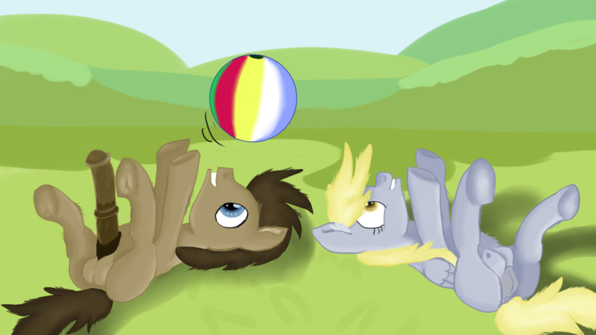 ball balls derpy_hooves doctor_whooves_(mlp) friendship_is_magic grass jbond my_little_pony playing young