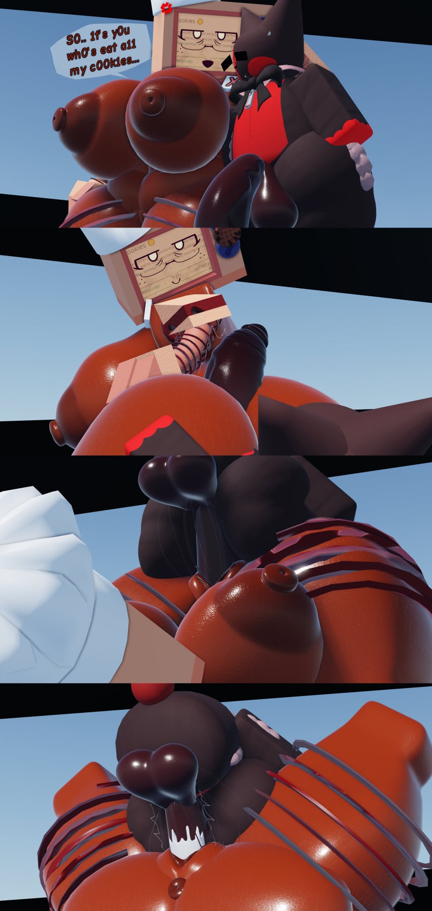 1boy 1girls 3d big_ass big_breasts cookieware_(die_of_death) cum die_of_death_(roblox) hotdogging mating_press original_character roblox roblox_game robot speech_bubble tagme vaginal_penetration wawa_rr34