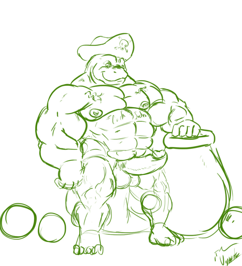 anthro balls biceps cannon crocodile crocodilian donkey_kong_(series) erection kannon kremling male male_only muscular nintendo nipples penis pirate pirate_hat ranged_weapon reptile scalie sketch solo uniparasite vein video_games weapon