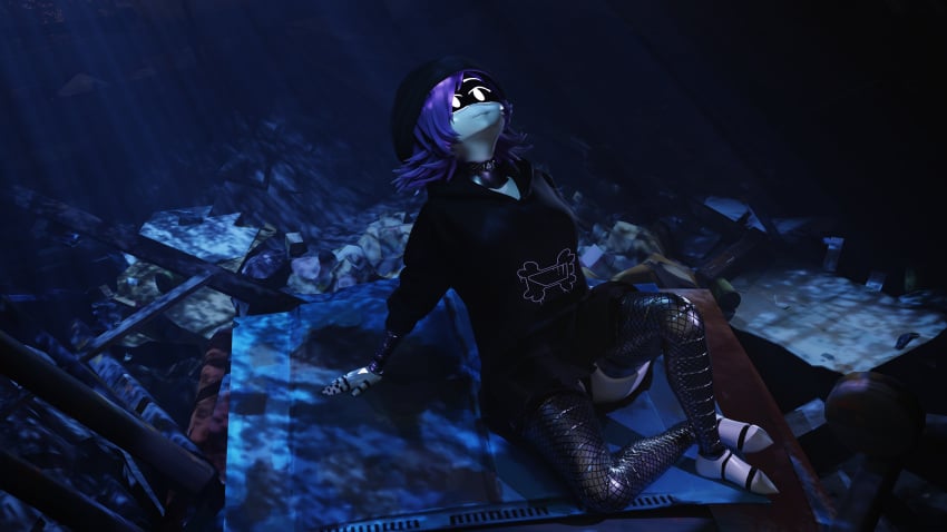 3d blender crossed_legs female female_only fully_clothed murder_drones panty_peek relaxing sitting skirt skirt_up strikefrommidnight uzi_(murder_drones) visible_underwear