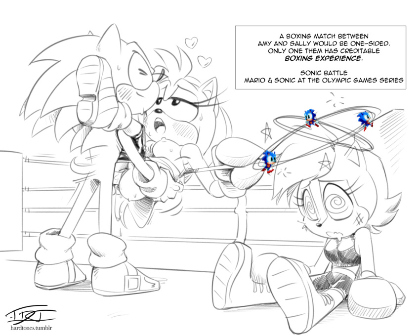 1boy 2girls ahe_gao amy_rose beaten blush boots boxing boxing_gloves boxing_ring bruised chipmunk clothed clothing defeated dizzy english_text female fighting_ring footwear group hardtones heart hedgehog knocked_out line_art looking_pleasured lying male mammal mario_and_sonic_at_the_olympic_games on_back quills rodent sally_acorn seeing_stars sega sex sex_as_a_reward shirt short_hair shorts signature sitting sketch sonic_(series) sonic_battle sonic_mania sonic_the_hedgehog sonic_the_hedgehog_(archie) spiral_eyes sport straight sweat table_lotus_position tank_top text topless unconscious url