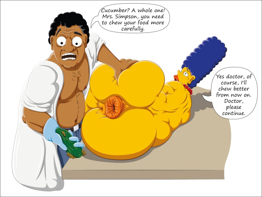 after_anal after_fisting anus ass big_ass big_breasts bynshy chubby chubby_female fat fat_ass female julius_hibbert marge_simpson on_belly scat the_simpsons