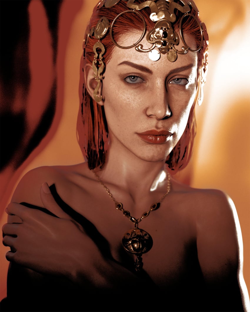 1girls baldur&#039;s_gate baldur&#039;s_gate_3 cambion dungeons_and_dragons female human_form lips mizora necklace nv3d red_hair