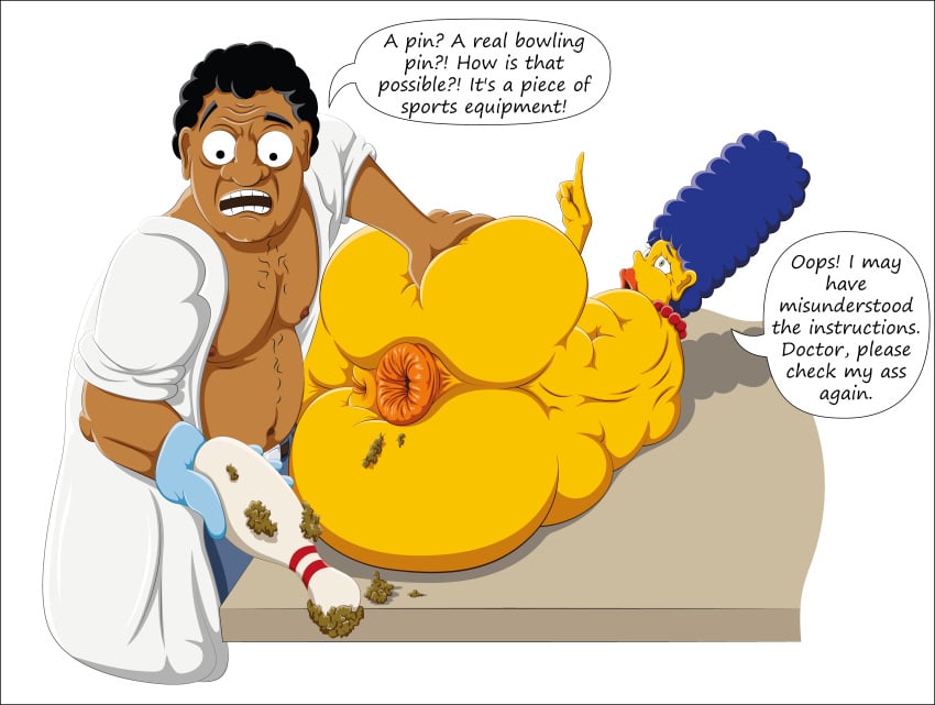 after_anal after_fisting anus ass big_ass big_breasts bynshy chubby chubby_female fat fat_ass female julius_hibbert marge_simpson on_belly scat the_simpsons