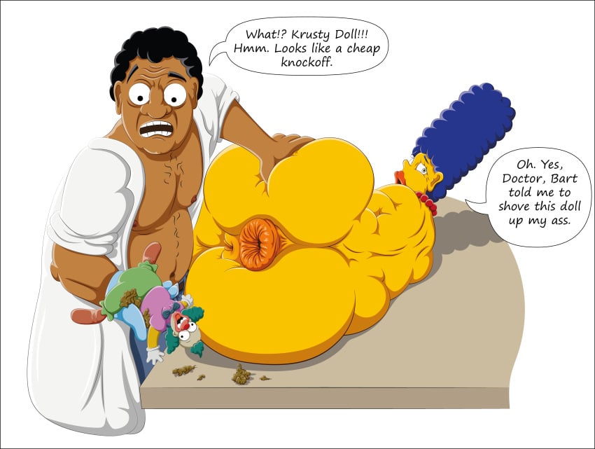 after_anal after_fisting anus ass big_ass big_breasts bynshy chubby chubby_female fat fat_ass female julius_hibbert marge_simpson on_belly scat the_simpsons