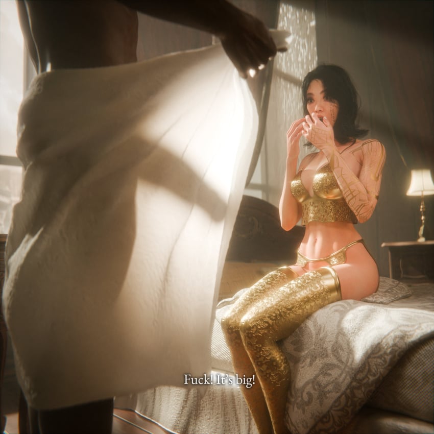 1boy 1girls asian asian_female big_cock big_penis bigger_male black_hair black_hair_female clair_obscur:_expedition_33 clothed clothed_female cock currysfm dark-skinned_male dark_skin erect_cock erect_penis erection female female_focus imminent_interracial imminent_sex large_cock large_pennis larger_male light-skinned_female light_skin lune_(clair_obscur:_expedition_33) male naked naked_male nude nude_male nudity penis penis_awe shorter_female sitting smaller_female standing
