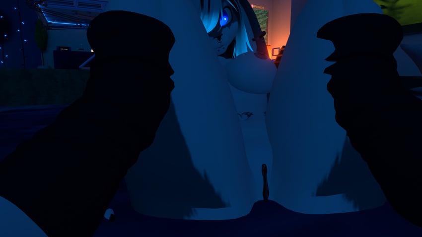 anthro big_breasts blue_eyes breasts ear_piercing female furry furry_female gloves heart_tattoo nipple_piercing nipples nose_ring pink_nipples presenting_pussy pussy rabbit_girl snakebite_piercing solo spread_legs stockings_only vrchat vrchat_avatar vrchat_model white_sclera