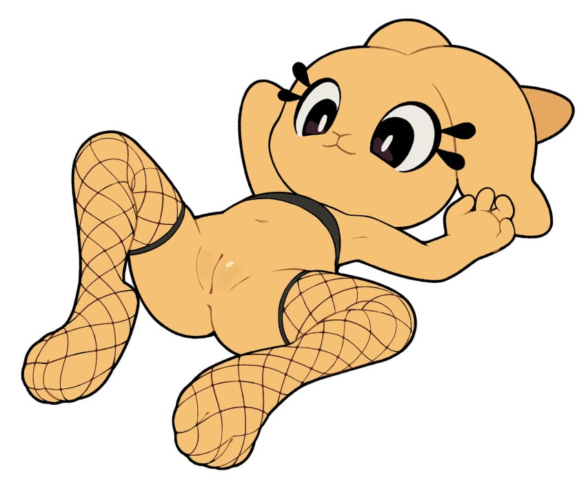 adult_(lore) alpha_channel anthro biped bonita_(gaturo) bottomless clothed clothing eyelashes female fishnet_clothing fishnet_legwear flat_chested gaturo genitals hi_res lagomorph legwear leporid lying mammal on_back pupils rabbit smile solo spread_legs spreading thick_thighs vulva