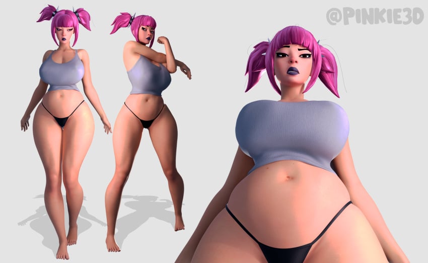 1female 1girls 3d bare_shoulders barefoot belly_button big_breasts big_breasts big_breasts breasts breasts breasts crop_top curvaceous curvy curvy_female curvy_figure epic_games female female female_only fortnite fortnite:_battle_royale hair_ornament light-skinned_female light_skin lipstick looking_at_viewer looking_down looking_down_at_viewer panties pink_hair pinkie3d power_punk_(fortnite) purple_lipstick shaved_crotch shirt solo solo_female standing stretching tagme thick_thighs thighs twintails underwear white_background