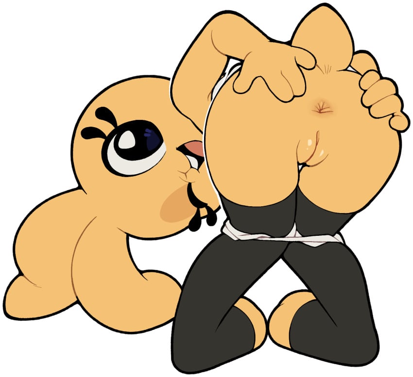 adult_(lore) alpha_channel anthro anus ass bent_over biped bonita_(gaturo) clothed clothing eyelashes female gaturo genitals hi_res holding_butt lagomorph legwear leporid looking_at_viewer looking_back mammal one_eye_closed open_mouth panties panties_down partially_clothed pupils pussy rabbit smile solo thick_thighs thigh_highs underwear underwear_down vulva wink