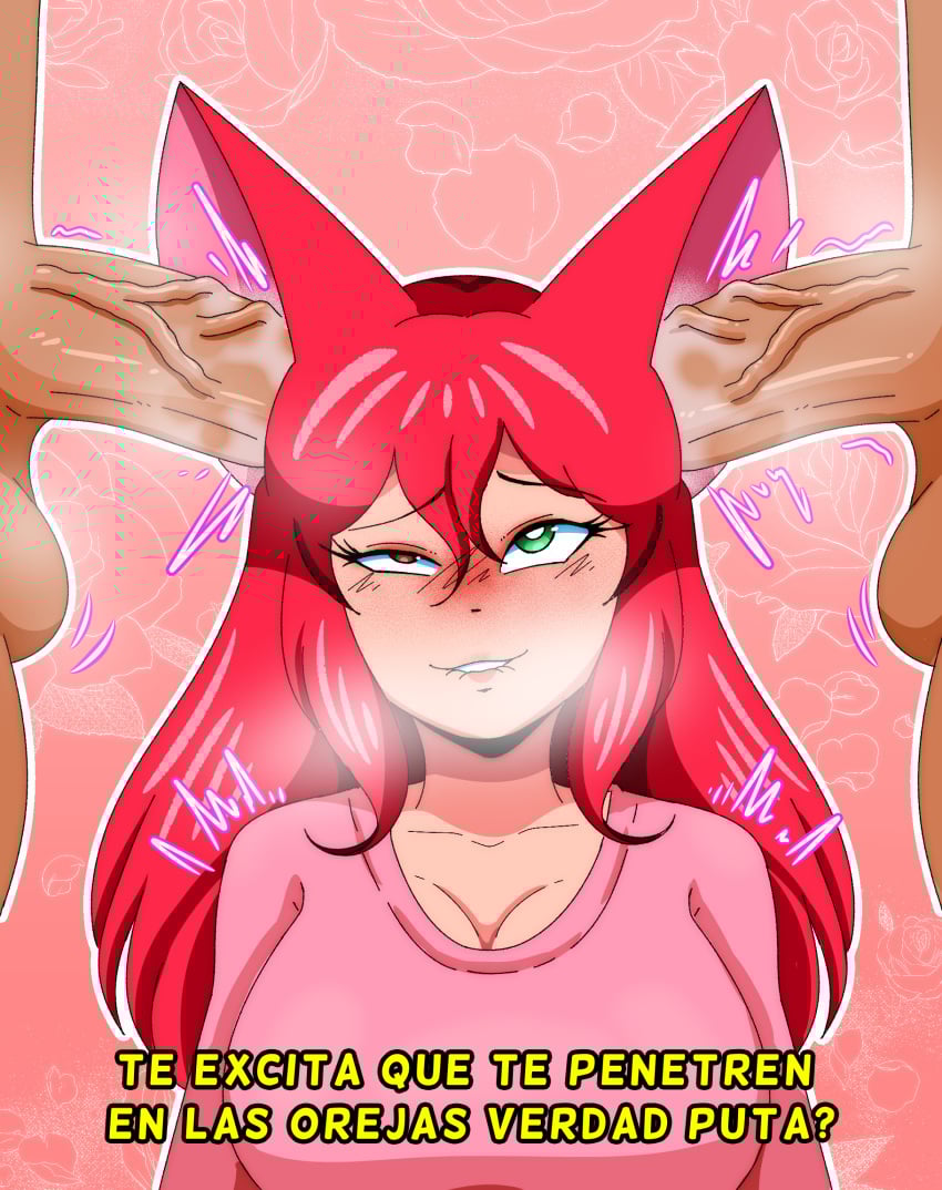 2boys1girl ear ear_penetration excited excited_female female female_penetrated heterochromia netsuki red_hair richie virtual_youtuber vtuber