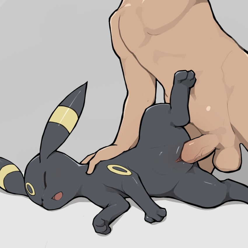 1girls clitoris closed_eyes eeveelution erection feet female female_penetrated feral feral_penetrated from_behind fur furry grey_background highres human human_on_feral interspecies larger_male lelei lying male male/female male_human/female_pokemon male_on_feral male_penetrating male_penetrating_female mammal nintendo nude on_side open_mouth penetration penis pokémon_(species) poképhilia pokemon pussy sex simple_background size_difference smaller_female smaller_penetrated spread_legs spreading straight testicles umbreon uncensored vaginal_penetration video_games youjomodoki zoophilia