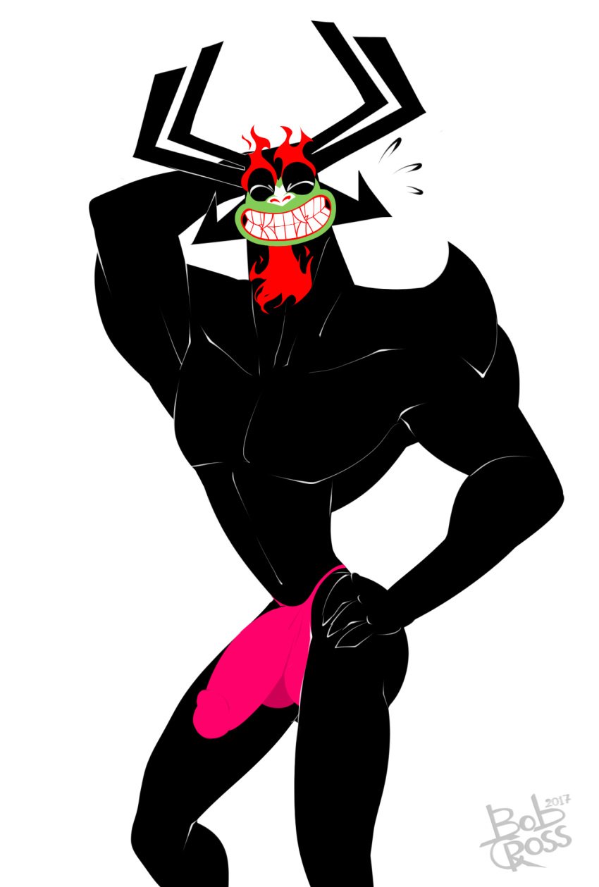 aku bob_cross bodoodles bulge demon half-erect male male_only muscles penis samurai_jack solo underwear