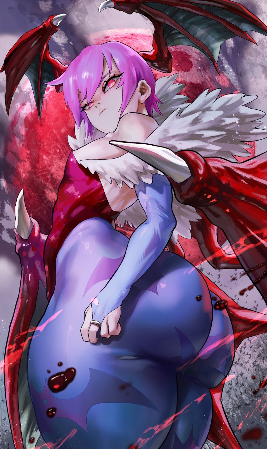 1girls ass big_ass bottom_heavy bubble_butt darkstalkers dat_ass fat_ass female female_only flat_chest flat_chested head_wings huge_ass large_ass lilith_aensland looking_at_viewer noblood pink_hair png red_eyes ryandomonica small_breasts solo succubus thick_ass thick_thighs wide_hips wings young young_female young_woman