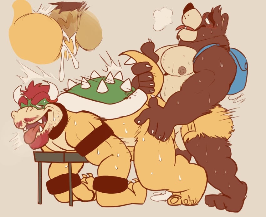 2boys anal anal_sex anthro anthro_on_anthro anthro_penetrated anthro_penetrating_anthro backpack balls banjo-kazooie banjo_(banjo-kazooie) bear beard bondage boof bowser brown_fur crossover cum cum_in_anus doggy_style duo ejaculation facial_hair fur furry furry_only gay gay_sex horns koopa male male/male male_only mammal mario_(series) nintendo open_mouth orgasm orgasm_face penis penis_in_ass red_hair reptile scalie sex shell spiked_shell sweat sweating tail tongue tongue_out ursid