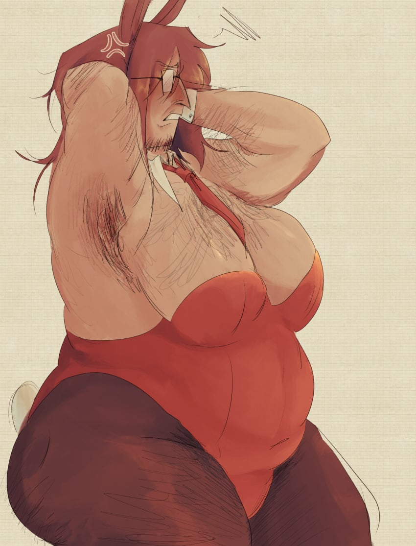 bbw beard bunny_costume bunny_ears bunny_girl bunnysuit chubby chubby_female dickgirl fat fat_ass fat_woman futanari glasses hairy hairy_arms hairy_ass hairy_chest masculine_female opaque_glasses propaganda101 tights