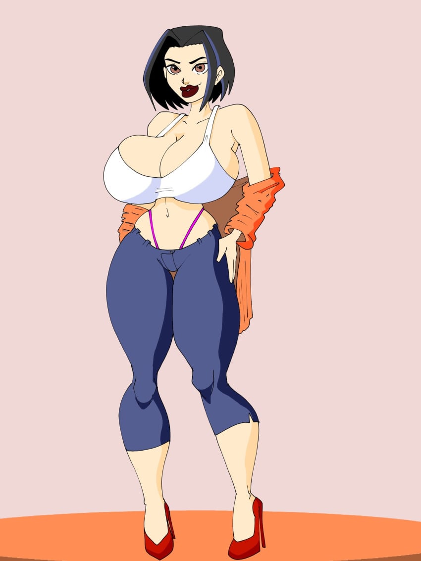 age_progression aged_up big_breasts black_hair jackie_chan_adventures jade_chan maxtlat short_hair solo tagme