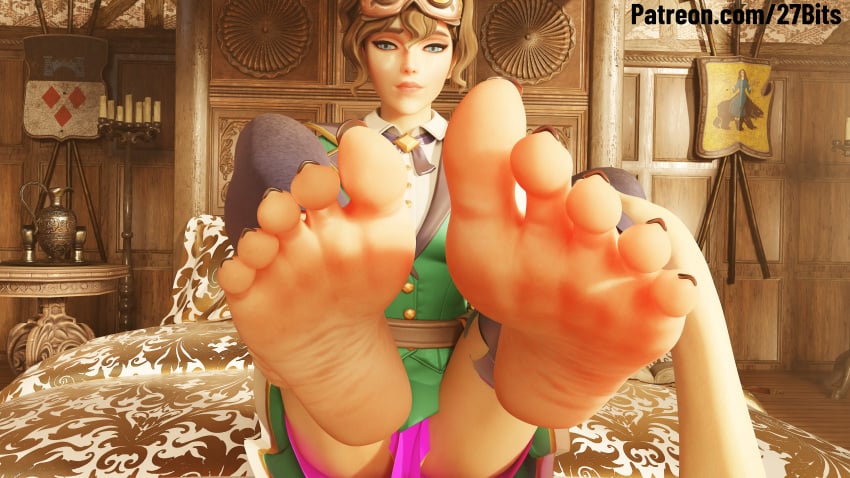 27bits 3d black_nail_polish feet feet_up foot_fetish foot_focus overwatch overwatch_2 soles spellbinder_widowmaker toes widowmaker