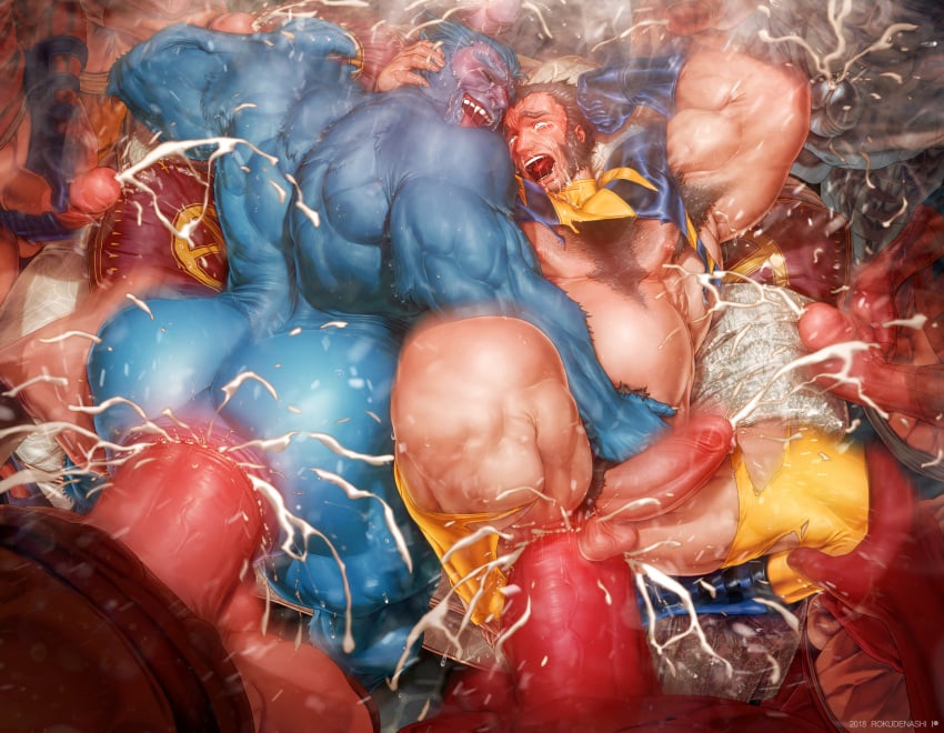 abs ahe_gao anal anal_sex anthro armpits ass backsack beard beast_(x-men) biceps blue_skinned_male boner bulging colossus cum cum_in_ass cum_inside deadpool erection erik_lehnsherr excessive_cum furry gaping_anus gay group group_sex hank_mccoy huge_cock hyper hyper_penis magneto male/male male_only marvel masturbation multiple_boys muscular nude orgy pecs peter_parker piotr_rasputin rokudenashi sabretooth sideburns spider-man thick_thighs victor_creed wade_wilson wolverine_(x-men) x-men yaoi