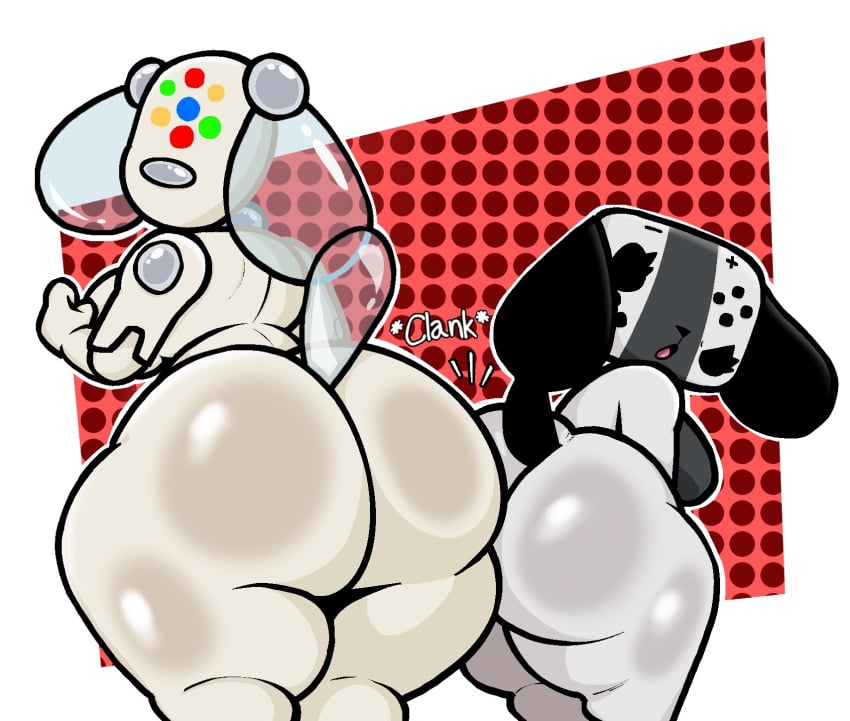 2girls anthro ass big_ass big_breasts breasts bubble_butt female female_focus female_only fur furry huge_ass i-dog lewdewott nintendo nintendo_switch presenting_hindquarters switch_dog thick_thighs wide_hips